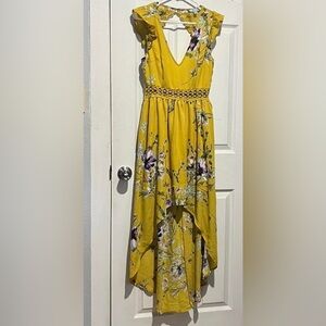 She + Sky Yellow Floral Backless Dress